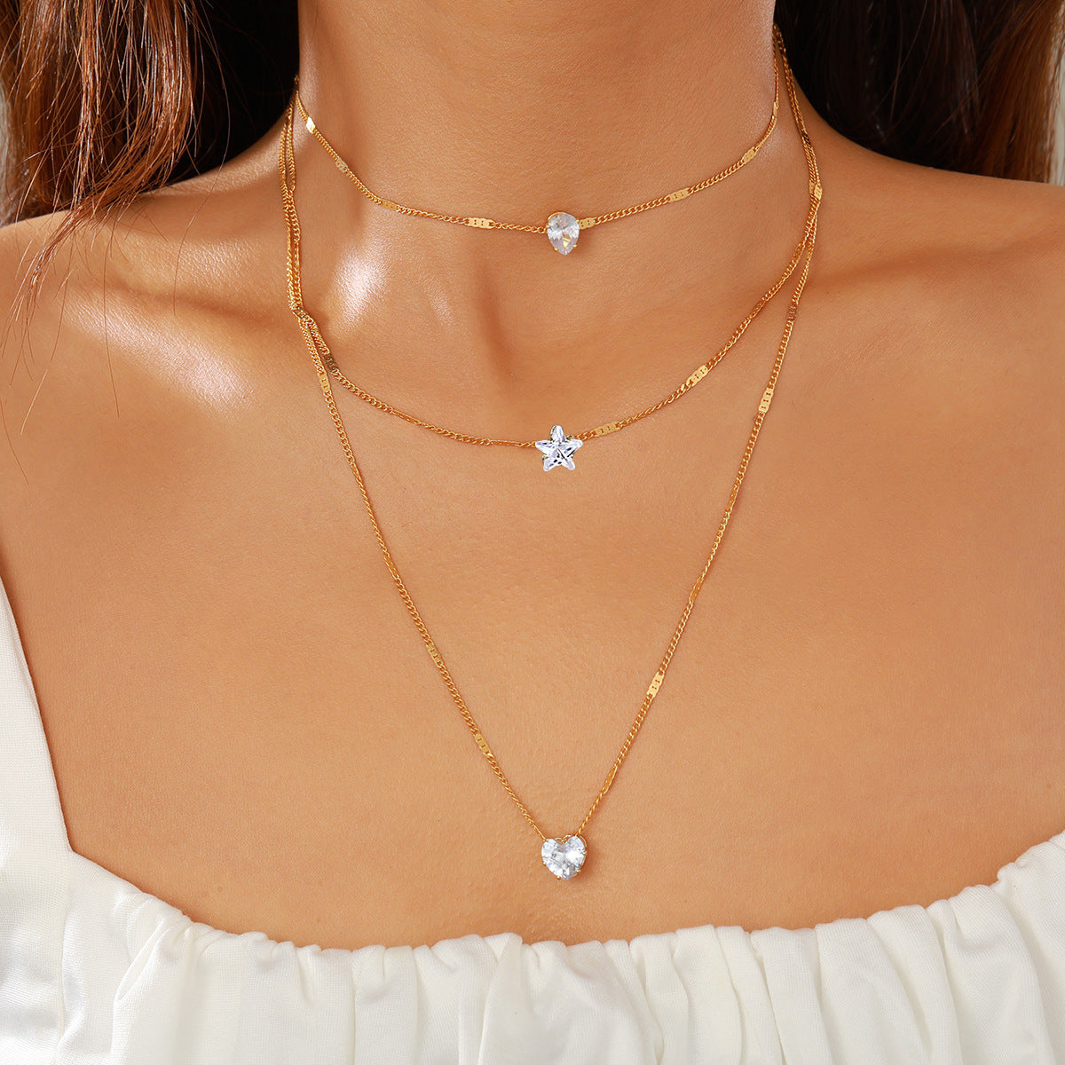 Wholesale Artificial pearl clavicle chain creative cross pendant necklace retro multi-layered necklace